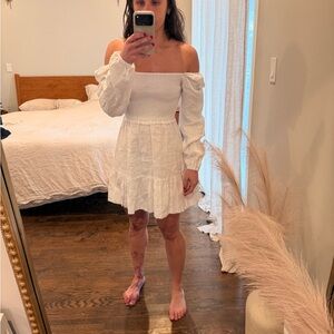 Wilfred White Long Sleeve Off-Shoulder Dress